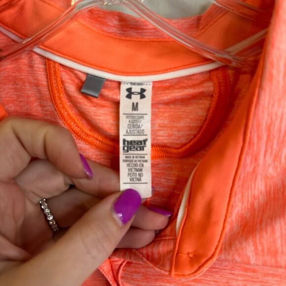 Under Armour Women’s Medium Sleveless Golf Polo Neon Orange Country Club - Picture 4 of 7